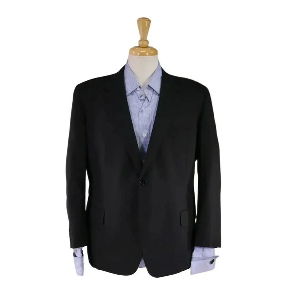 Mitsukoshi Other - Mitsukoshi Tokyo Bespoke Vintage 1966 Solid Black 2-Btn Wool Blazer 42S
